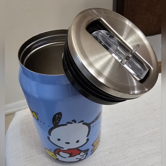 Sanrio Pochacco & Friends Blue Soda Can 10oz Water Bottle EUC - Picture 11 of 12